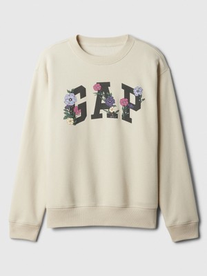 Gap Kadın Kırık Beyaz  Logo Bisiklet Yaka Fleece Sweatshirt