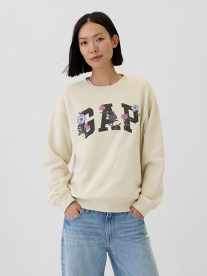 Gap Kadın Kırık Beyaz  Logo Bisiklet Yaka Fleece Sweatshirt