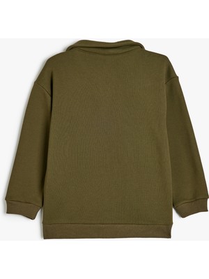 Koton Polo Yaka Sweatshirt At Baskılı Uzun Kollu Şardonlu