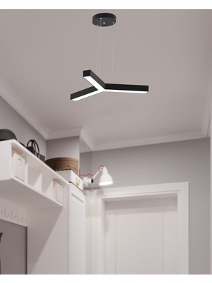 Hegza Lighting Tres (Siyah Kasa, Beyaz Işık) Ledli Modern Sarkıt LED Avize