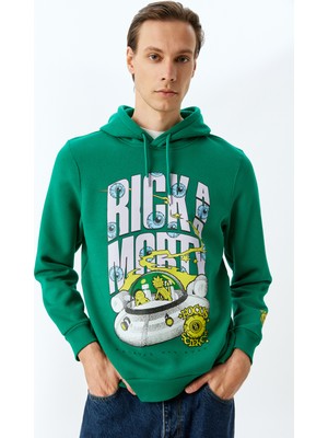 Koton Kapşonlu Şardonlu Pamuk Karışımlı Lisanslı Rick And Morty Sweatshirt