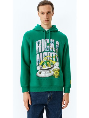 Koton Kapşonlu Şardonlu Pamuk Karışımlı Lisanslı Rick And Morty Sweatshirt