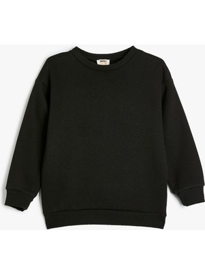 Koton Oversize Basic Sweatshirt Uzun Kollu Bisiklet Yaka Şardonlu