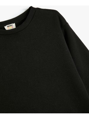 Koton Oversize Basic Sweatshirt Uzun Kollu Bisiklet Yaka Şardonlu