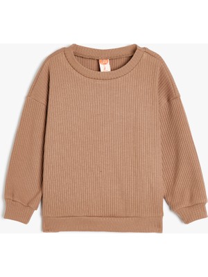 Koton Basic Sweatshirt Bisiklet Yaka Uzun Kollu Bisiklet Yaka