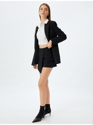 Koton Asimetrik Kruvaze Mini Şort Etek Standart Bel