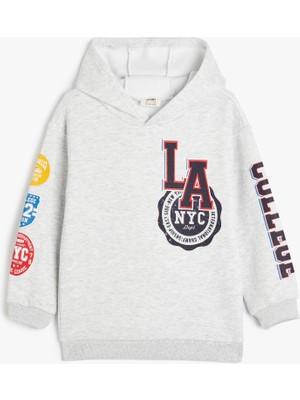 Koton Kapşonlu Sweatshirt Los Angeles Baskılı Uzun Kollu
