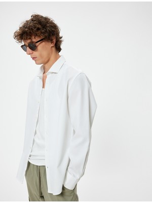 Koton Yarım Italyan Yaka Gömlek Slim Fit Uzun Kollu Düğmeli