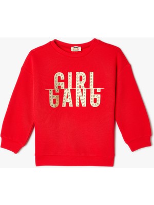 Koton Sweatshirt Slogan Baskılı Bisiklet Yaka Uzun Kollu Şardonlu