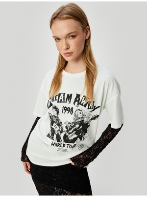 Koton Anime Tişört Baskılı Kısa Kollu Bisiklet Yaka Rahat Kalıp Pamuklu