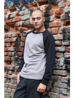 Owut Collection Reglan Kol Rahat Kesim Bisiklet Yaka Sweatshirt Antrasit Düz Basic