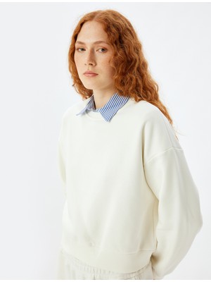 Koton Üç Iplik Şardonlu Bisiklet Yaka Pamuklu Basic Sweatshirt