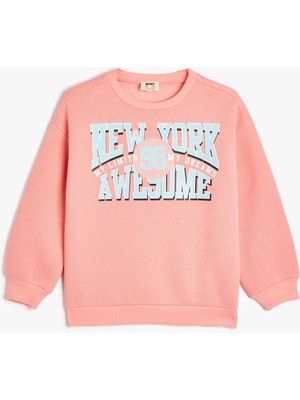 Koton Sweatshirt Şehir Baskılı Bisiklet Yaka Uzun Kollu Pamuklu