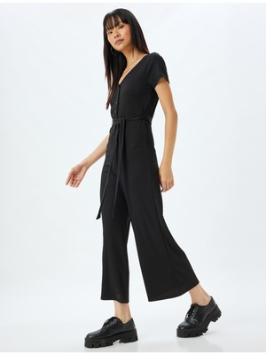 Koton V Yaka Tulum Bağlama Detaylı Düğmeli Kısa Kollu Bürümcük