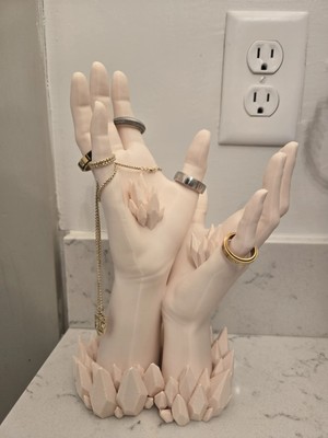 Dlc 3d Design 25 cm Kristal Detaylı Dekoratif Takı Organizer El Manken Standı  Mücevher Kolye Tasarım Sergi Yüzük