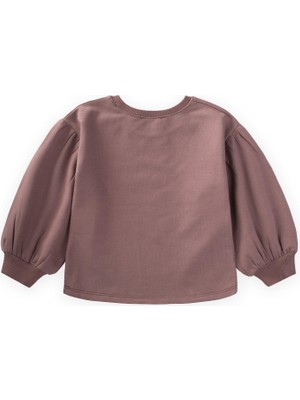 Cigit Balon Kollu Kız Sweatshirt 1-7 Yaş Mürdüm