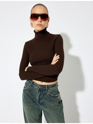 Koton 5WAK90512HT 517 Kahverengi Kadın Knıtwear Kazak