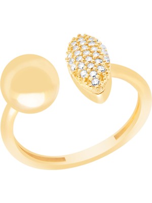 Diamond Line-Gülaylar 14 Ayar Sarı Altın Klasik Yüzük