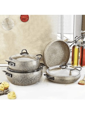 Oms Collection Sandstorm 7 Parça Küre Tencere Seti 3051