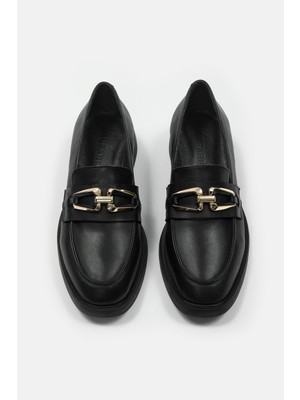 Jimena Siyah Hakiki Deri Kadın Loafer