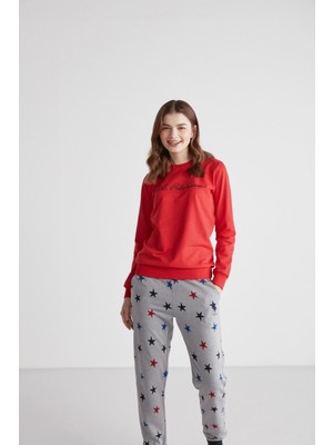 U.S. Polo Assn.  Assn 16958 Kadın Kırmızı Patlı Pijama Takım