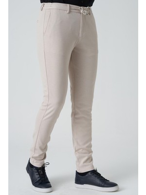 White Stone Barcelos P1035 Regular Fit Semanta Likralı Orme Jogger Pantolon Taş