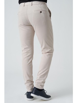 White Stone Barcelos P1035 Regular Fit Semanta Likralı Orme Jogger Pantolon Taş