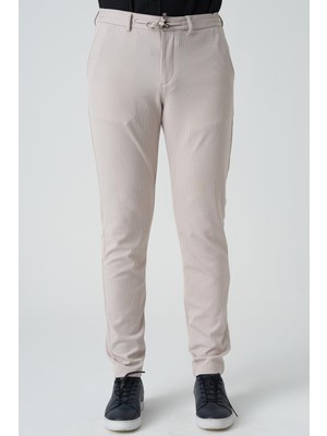 	white Stone Barreiro P1036 Slim Fit Twis Bağcıklı Likralı Jogger Pantolon Bej