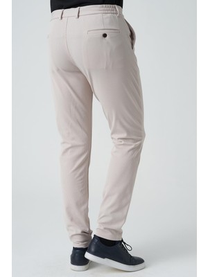 	white Stone Barreiro P1036 Slim Fit Twis Bağcıklı Likralı Jogger Pantolon Bej