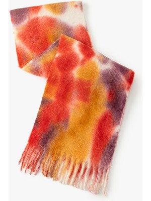 Koton Uzun Atkı Püskül Detaylı Soyut Desenli Yumuşak Dokulu