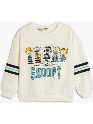 Koton Sweatshirt Snoopy Baskılı Lisanslı Uzun Kollu Bisiklet Yaka Şardonlu