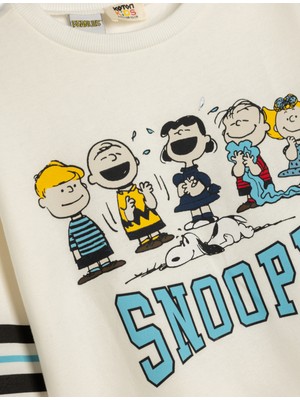 Koton Sweatshirt Snoopy Baskılı Lisanslı Uzun Kollu Bisiklet Yaka Şardonlu