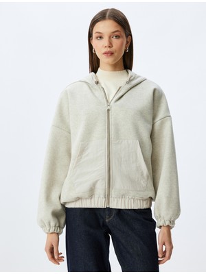 Koton Fermuarlı Kapüşonlu Cep Detaylı Büzgülü Oversize Sweatshirt