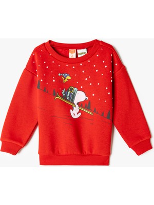Koton Sweatshirt Snoopy Baskılı Lisanslı Uzun Kollu Bisiklet Yaka