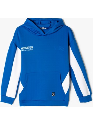 Koton Kapşonlu Sweatshirt Uzun Kollu Erkek Çocuk Kanguru Cepli Lacivert Orta Kalınlık