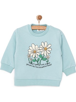 HelloBaby HelloBaby Basic Az Şardonlu Papatyalı Desenli Sweatshirt Kız Bebek