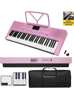 Midex PS-2300PK 61 Tuşlu Org Seti Pembe Kaliteli Başlangıç İçin Uygun