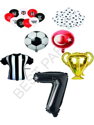 Best Parti Siyah Beyaz Beşiktaş Balon Seti Yaş 7