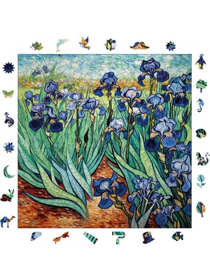 Pinecone Van Gogh Irisler Reprodüksiyonu Ahşap Puzzle Yetişkin Benzersiz Parçalı Yapboz Puzzle S1-31