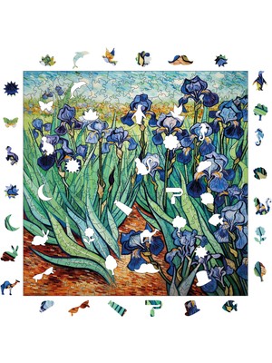 Pinecone Van Gogh Irisler Reprodüksiyonu Ahşap Puzzle Yetişkin Benzersiz Parçalı Yapboz Puzzle S1-31