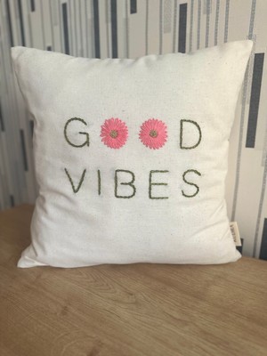 Kudra Good Vibes Motto Kırlent Kılıfı