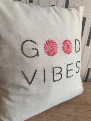 Kudra Good Vibes Motto Kırlent Kılıfı