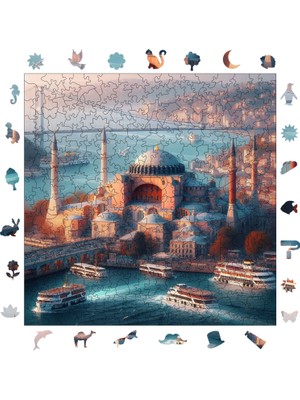 Pinecone Boğazın Incisi Ayasofya Ahşap Puzzle Yetişkin Benzersiz Parçalı Yapboz Puzzle Yapıştırıcılı S1-13