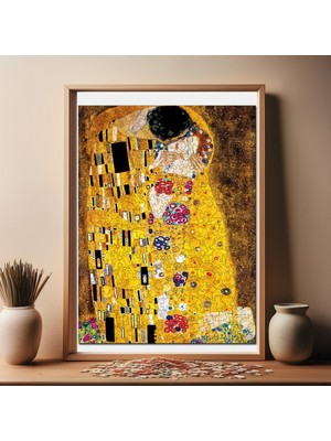 Pinecone Gustav Klimt Öpücük Ahşap Puzzle Yetişkin Benzersiz Parçalı Yapboz Puzzle Yapıştırıcılı R1-09