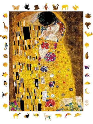 Pinecone Gustav Klimt Öpücük Ahşap Puzzle Yetişkin Benzersiz Parçalı Yapboz Puzzle Yapıştırıcılı R1-09