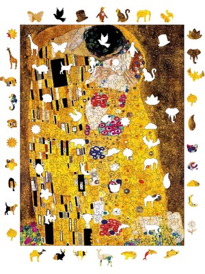 Pinecone Gustav Klimt Öpücük Ahşap Puzzle Yetişkin Benzersiz Parçalı Yapboz Puzzle Yapıştırıcılı R1-09