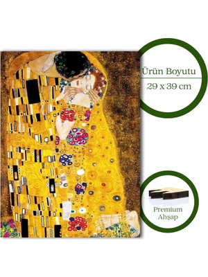 Pinecone Gustav Klimt Öpücük Ahşap Puzzle Yetişkin Benzersiz Parçalı Yapboz Puzzle Yapıştırıcılı R1-09