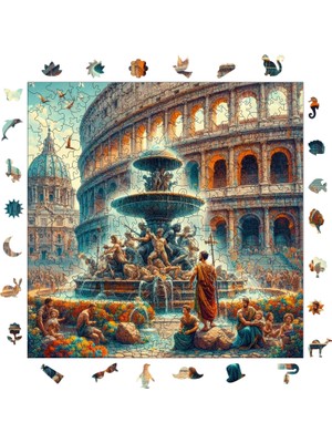 Pinecone Efsanevi Roma Ahşap Puzzle Yetişkin Benzersiz Parçalı Yapboz Puzzle Yapıştırıcılı S1-18