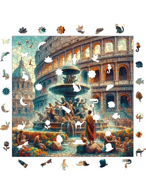 Pinecone Efsanevi Roma Ahşap Puzzle Yetişkin Benzersiz Parçalı Yapboz Puzzle Yapıştırıcılı S1-18