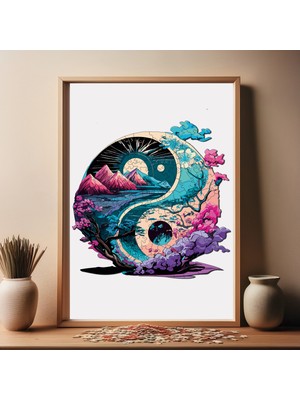 Pinecone Yin Yang Ahşap Puzzle Yetişkin Benzersiz Parçalı Yapboz Puzzle Yapıştırıcılı Wz-12